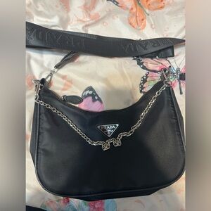 Prada Nylon Crossbody with Chain